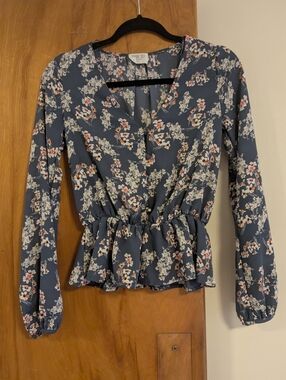 Sienna Sky Blue Floral Peplum Top
